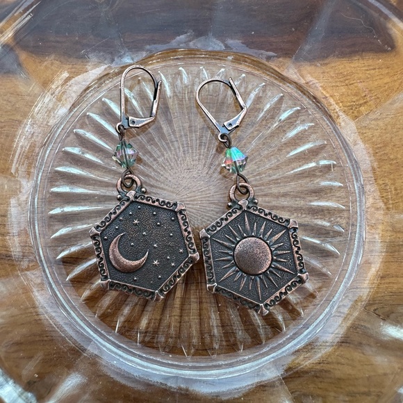 Jewelry - Sun & Moon Copper Plated Earrings